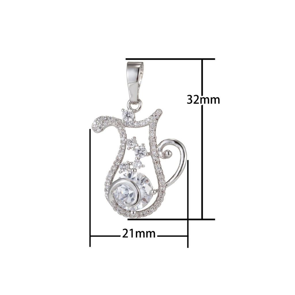 Zodiac Sign Aries Taurus Gemini Cancer Leo Virgo Libra Scorpio Sagittarius Capricorn Aquarius Pisces Gold plated Silver Cubic Zircon Crystal Pendants I-551~I-562